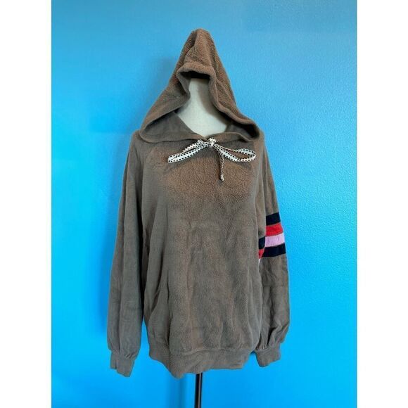 USA NWT SUNDRY Pullover Hoodie SOFT French Terry Sleeve Stripes 0 Cotton Modal - Picture 1 of 4